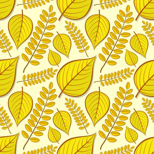 Motif sans couture avec feuilles de tilleul et d'acacia — Image vectorielle