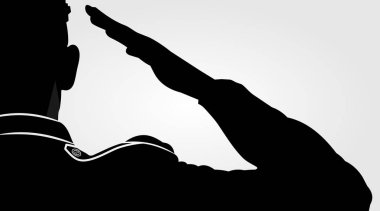 Soldier, officer saluting silhouette.  clipart