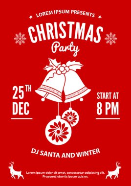 Noel Partisi Davetiyesi, el ilanı veya poster tasarımı. 