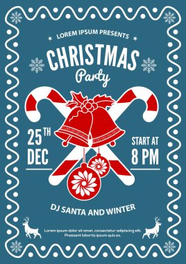 Noel Partisi Davetiyesi, el ilanı veya poster tasarımı. Vektör çizim.