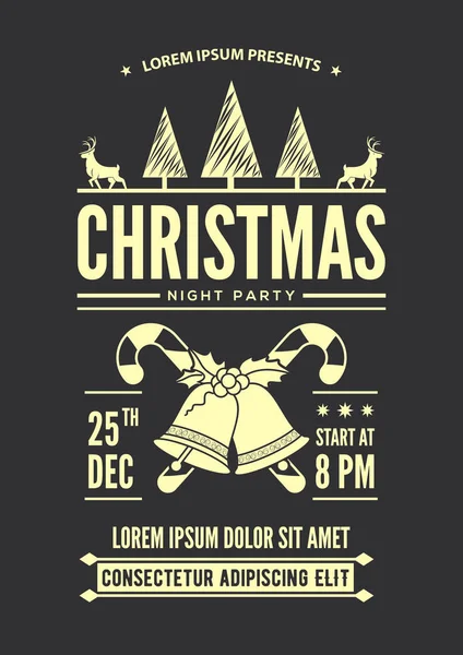 Πρόσκληση σε πάρτι το βράδυ Χριστουγέννων, φυλλάδιο ή σχέδιο της αφίσας. — Διανυσματικό Αρχείο