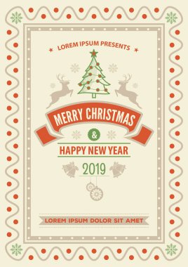 Mutlu Noeller ve mutlu yeni yıl tebrik kartı. Vektör çizim.