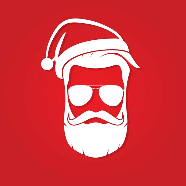 Babbo Natale hipster con barba fresca e occhiali da sole. Illustrazione vettoriale . — Vettoriale Stock