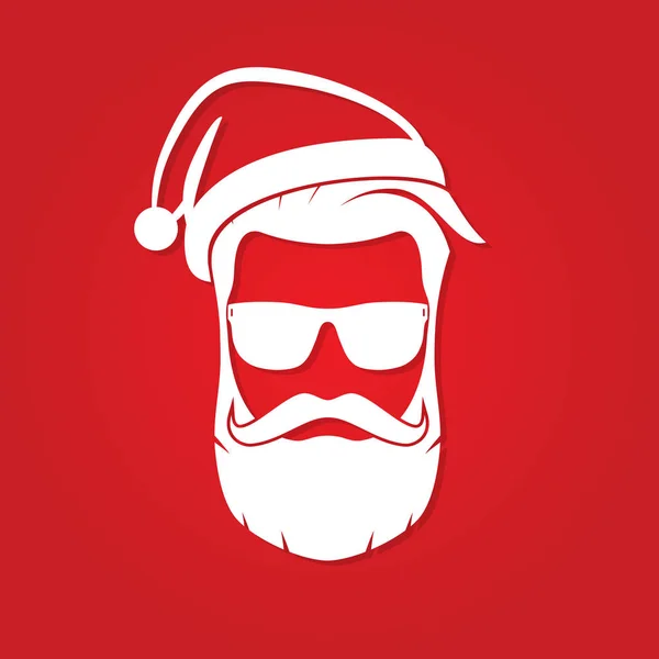 Hipster Kerstman met cool baard en zonnebril. Vectorillustratie. — Stockvector