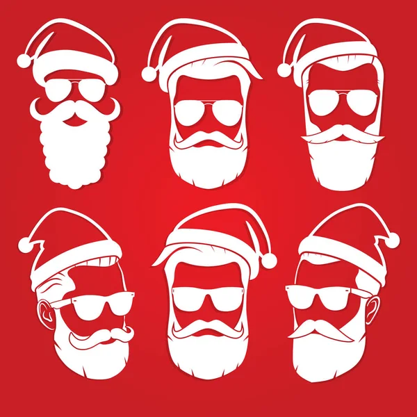Set Hipster Santa Claus pictogram. Vectorillustratie. — Stockvector