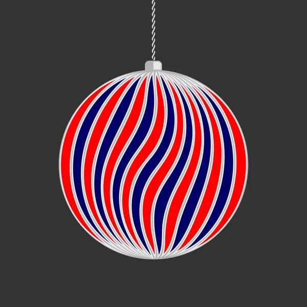 Palla di Natale in stile piatto su sfondo scuro. Illustrazione vettoriale — Vettoriale Stock
