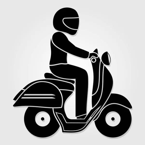 Hombre montando rápido icono scooter retro aislado sobre fondo blanco. Ilustración vectorial — Vector de stock