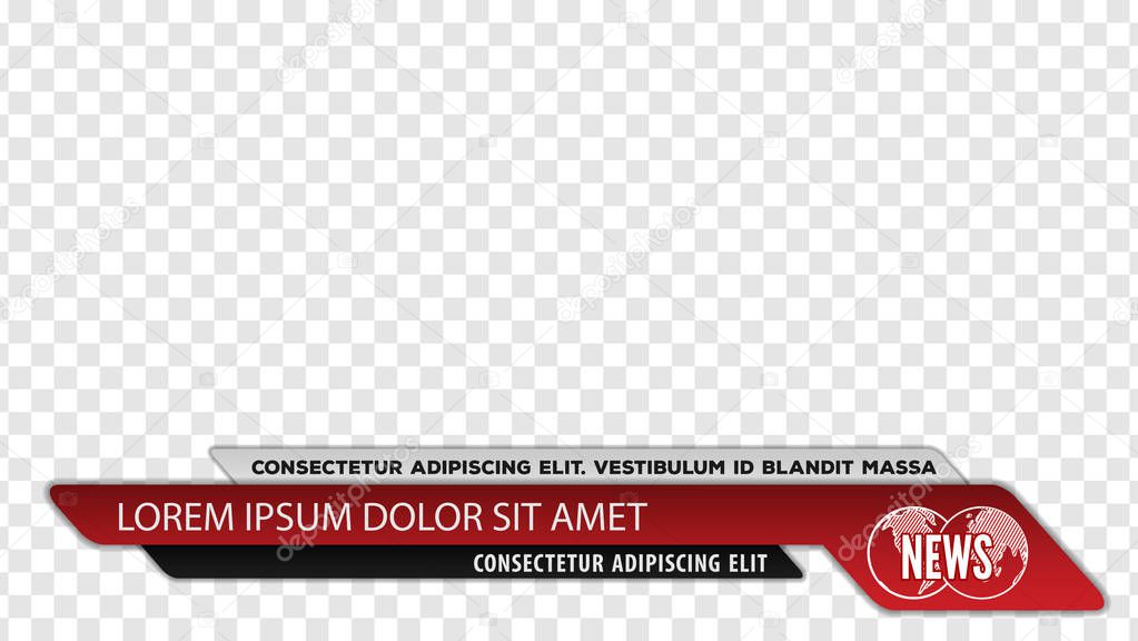 Tv news bars for Video headline title or lower third template. Vector illustration