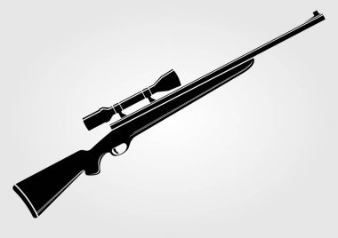 Beyaz arka plan üzerinde izole tüfek simgesi. 