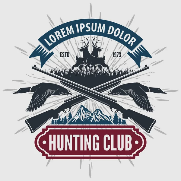 Logotipo del club de caza de estilo vintage con rifles de caza. Ilustración vectorial — Vector de stock