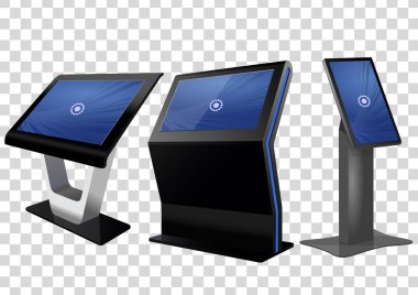 Üç promosyon etkileşimli bilgileri Kiosk, reklam görüntüleme, Terminal Stand, değmek perde göstermek