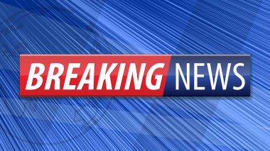 Son dakika haber arka plan. Kızıl mavi bayrak beyaz yazı ile. Vektör çizim