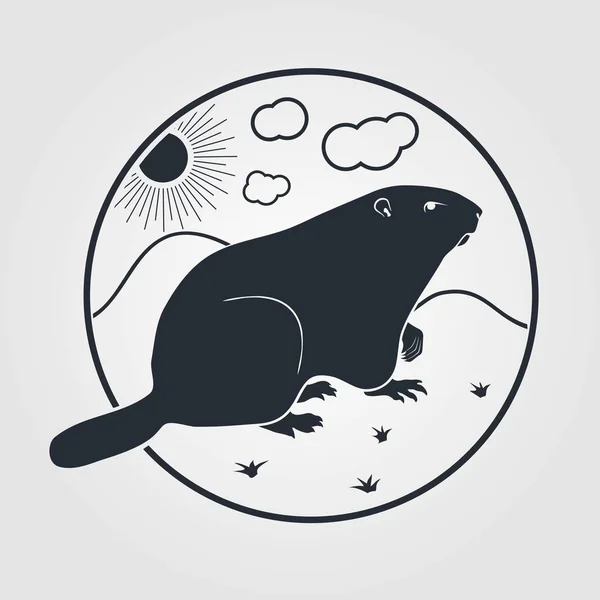 Ícone de Groundhog em um fundo branco. Ilustração vetorial —  Vetores de Stock
