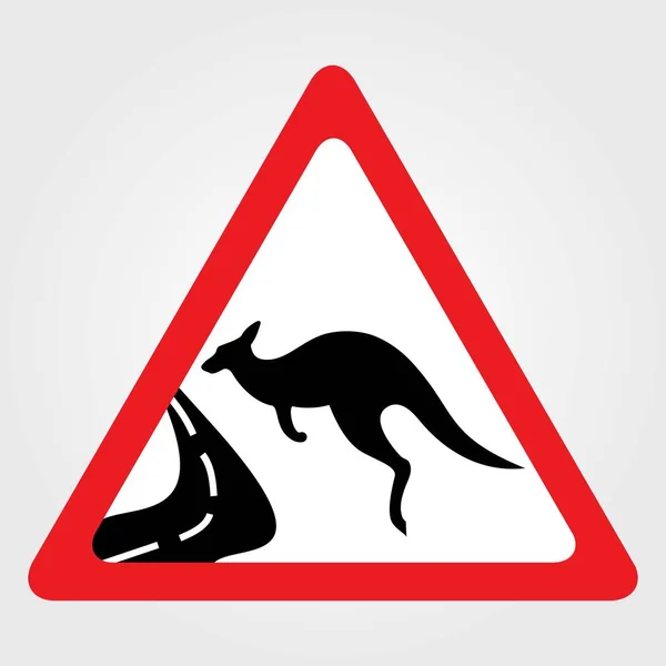 Kangaroo warning sign. Vector illustration — ストックベクタ