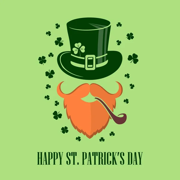 St. Patrick's Day semester affisch, banner, etikett, badge, emblem eller gratulationskort design med irländska leprechaun. Vektorillustration — Stock vektor