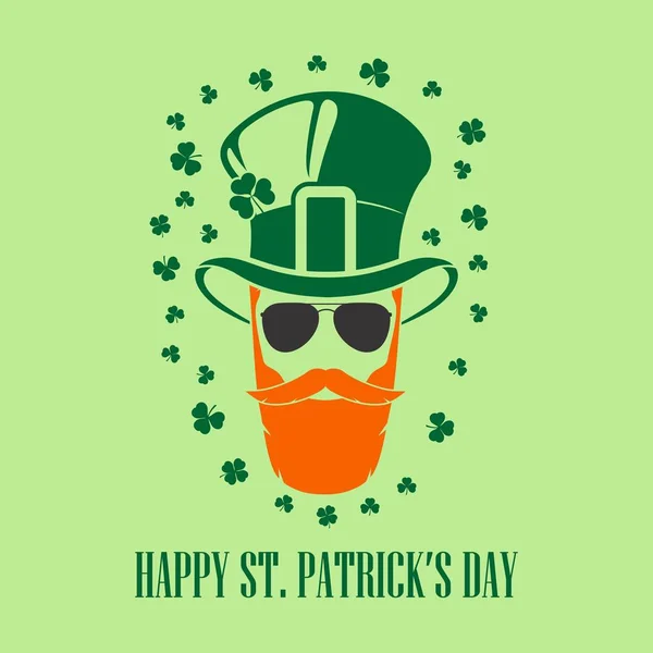 St. Patrick's Day Holiday plakát, transzparens, címke, jelvény, jelkép vagy üdvözlés kártya tervez-val csípő manó. Vektoros illusztráció — Stock Vector