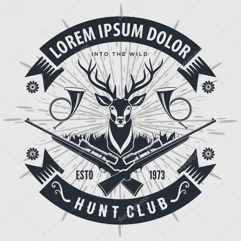 Vintage style hunt club logo with hunting rifles. 