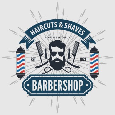 Vintage tarzı kutbunda kuaför berber logolu. Vektör şablonu