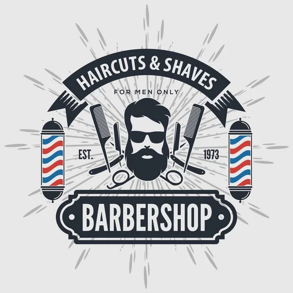 Barbershop Logo com barbeiro pólo em estilo vintage. Modelo de vetor —  Vetores de Stock