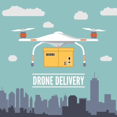 Teslimat hizmeti için kavram. Teslimat uçağı paketi ile. Düz tasarım. Vektör çizim