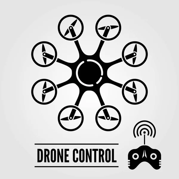 Octocopter, drone con icona del telecomando isolato su sfondo bianco . — Vettoriale Stock