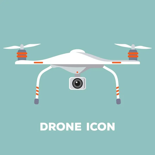 Drone con fotocamera fotografica. Design piatto. Illustrazione vettoriale — Vettoriale Stock