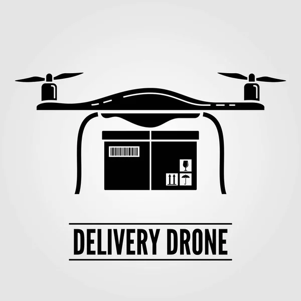 Drone de entrega com a embalagem isolada em fundo branco. Ilustração vetorial — Vetor de Stock