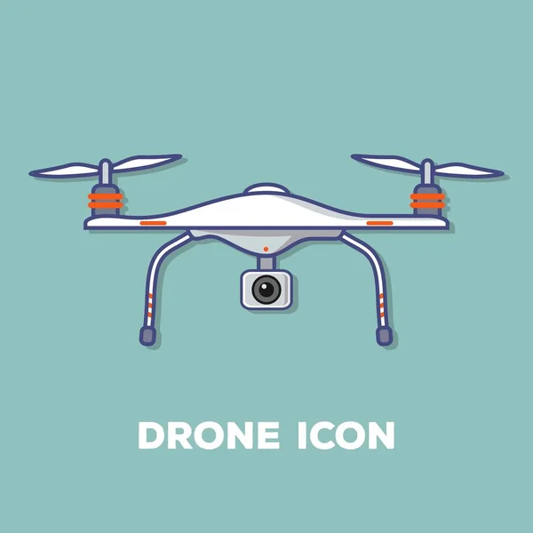 Drone com câmara fotográfica. Design plano. Ilustração vetorial — Vetor de Stock