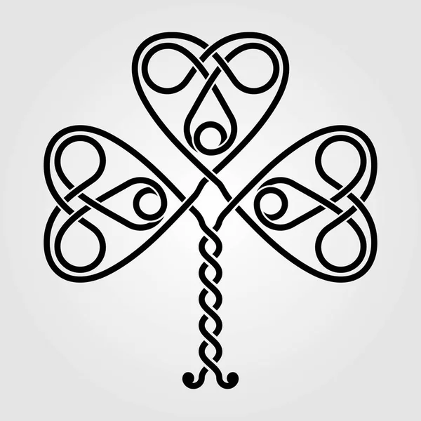 Celtic Shamrock symbole décoratif isolé sur fond blanc . — Image vectorielle