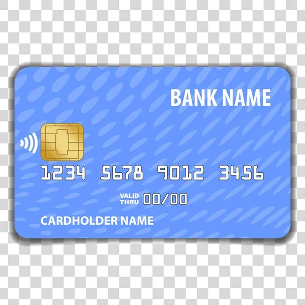 Contactloze creditcard geïsoleerd op transparante achtergrond. Mock Up sjabloon. — Stockvector