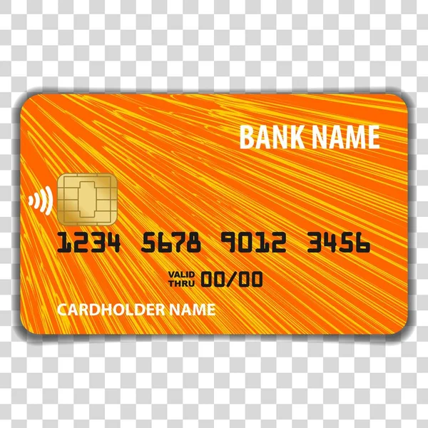 Contactloze creditcard geïsoleerd op transparante achtergrond. Mock Up sjabloon. — Stockvector