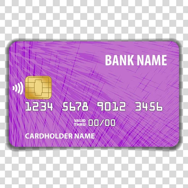 Contactloze creditcard geïsoleerd op transparante achtergrond. Mock Up sjabloon. — Stockvector