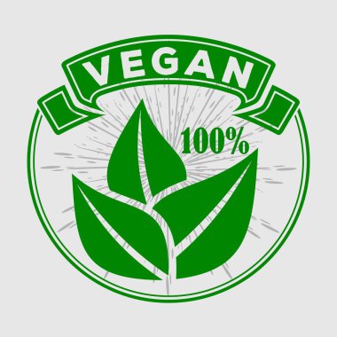 Vegan, organik, doğal ürün logosu veya etiket.