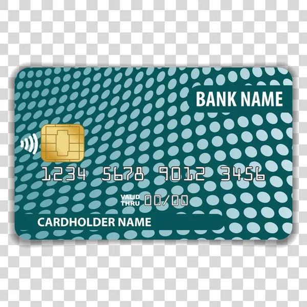 Contactloze creditcard geïsoleerd op transparante achtergrond. Mock Up sjabloon. Vectorillustratie — Stockvector