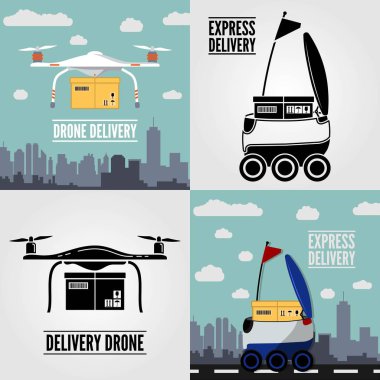 Uçak teslimat simgeler kümesi. Vektör çizim