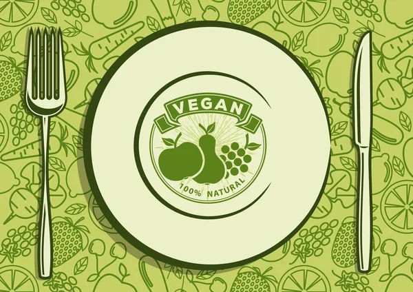 Vegan, concept de design alimentaire naturel. Illustration vectorielle — Image vectorielle