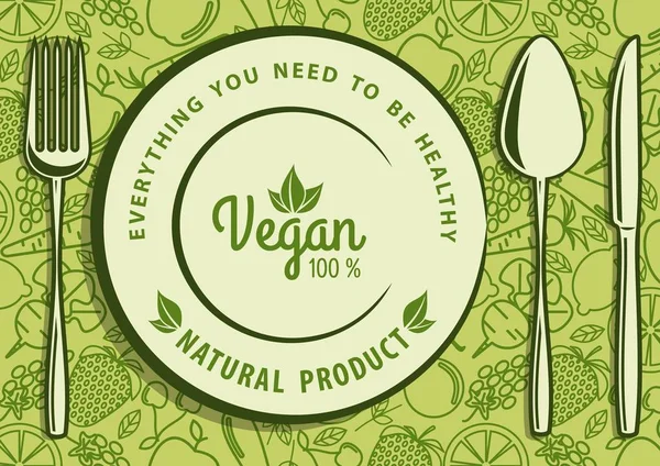 Vegan, natuurvoeding ontwerpconcept. Vectorillustratie — Stockvector