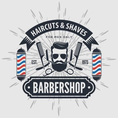 Vintage tarzı kutbunda Kuaför berber logolu