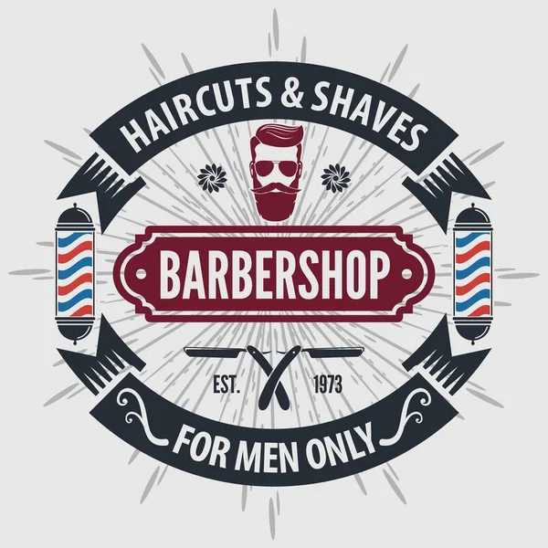 Barbería Logo con barra de peluquería en estilo vintage — Vector de stock
