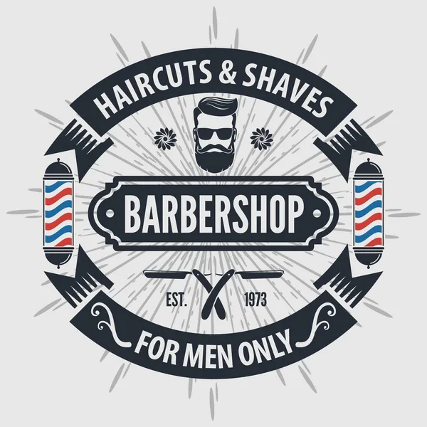 Barbershop-Logo mit Friseurstange im Vintage-Stil — Stockvektor