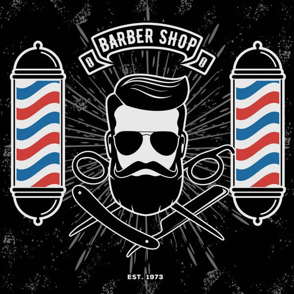 Barbershop Logo com barbeiro pólo em estilo vintage — Vetor de Stock