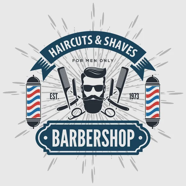 Etiqueta vintage Barbershop, crachá ou emblema — Vetor de Stock