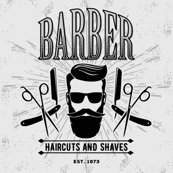 Etiqueta vintage Barbershop, crachá ou emblema —  Vetores de Stock