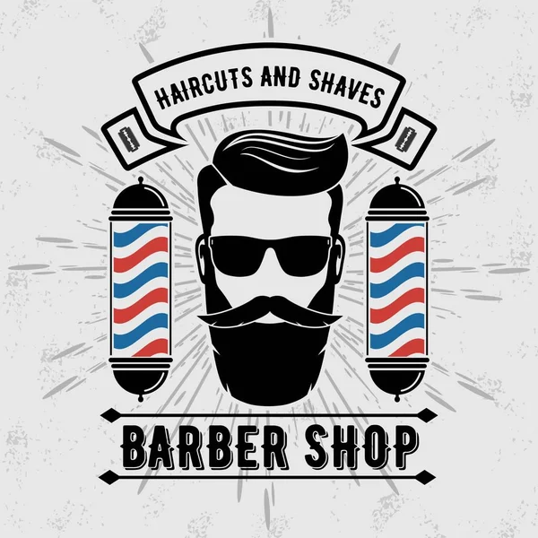 Logo barbiere con palo barbiere in stile vintage — Vettoriale Stock