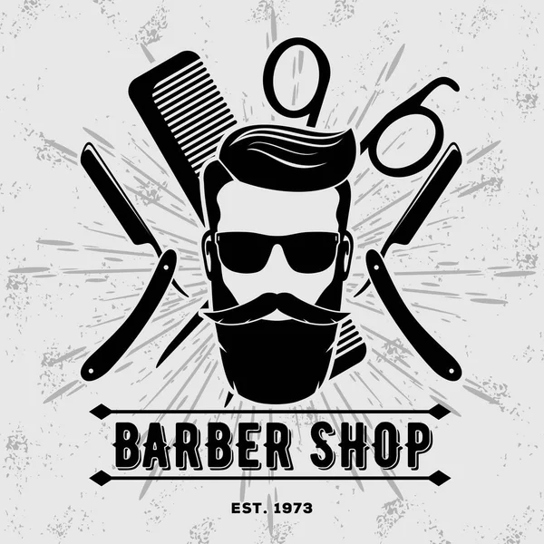 Barber Shop Vintage Label Badge Emblem Scissors Hair Clipper Gray Stock  Vector by ©zfmbek 199486296
