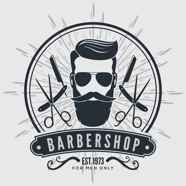 Friseursalon Vintage-Etikett, Abzeichen oder Emblem — Stockvektor