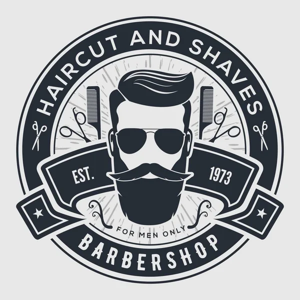 Friseursalon Vintage-Etikett, Abzeichen oder Emblem — Stockvektor