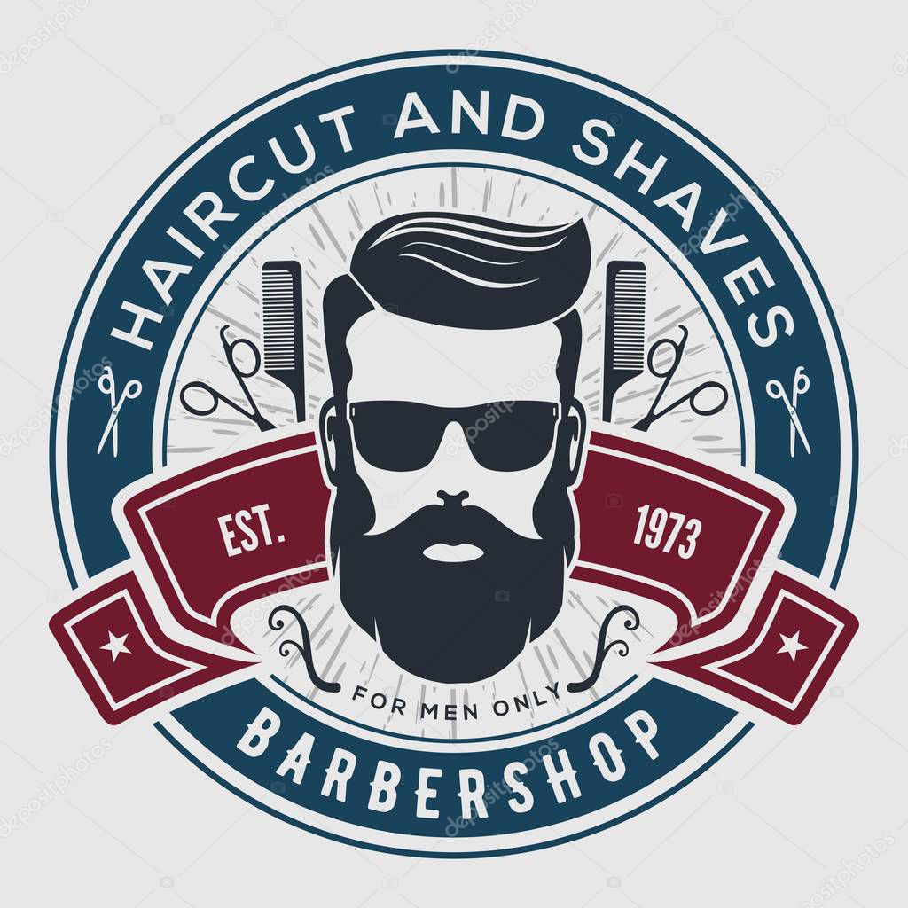 Barbershop vintage label, badge, or emblem