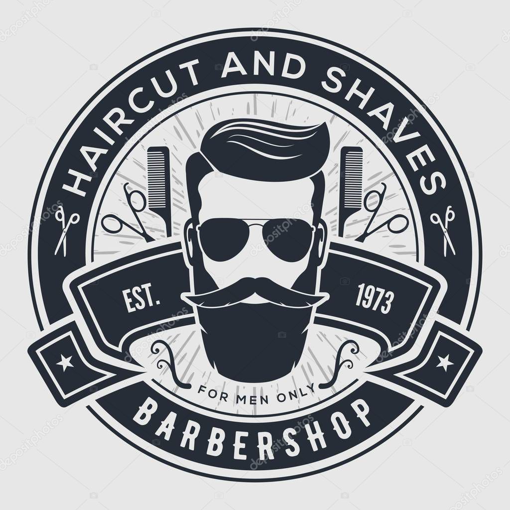 Barbershop vintage label, badge, or emblem