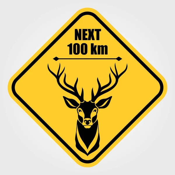 Road sign - Attention Animal, Wild Deer Crossing. Vector illustration